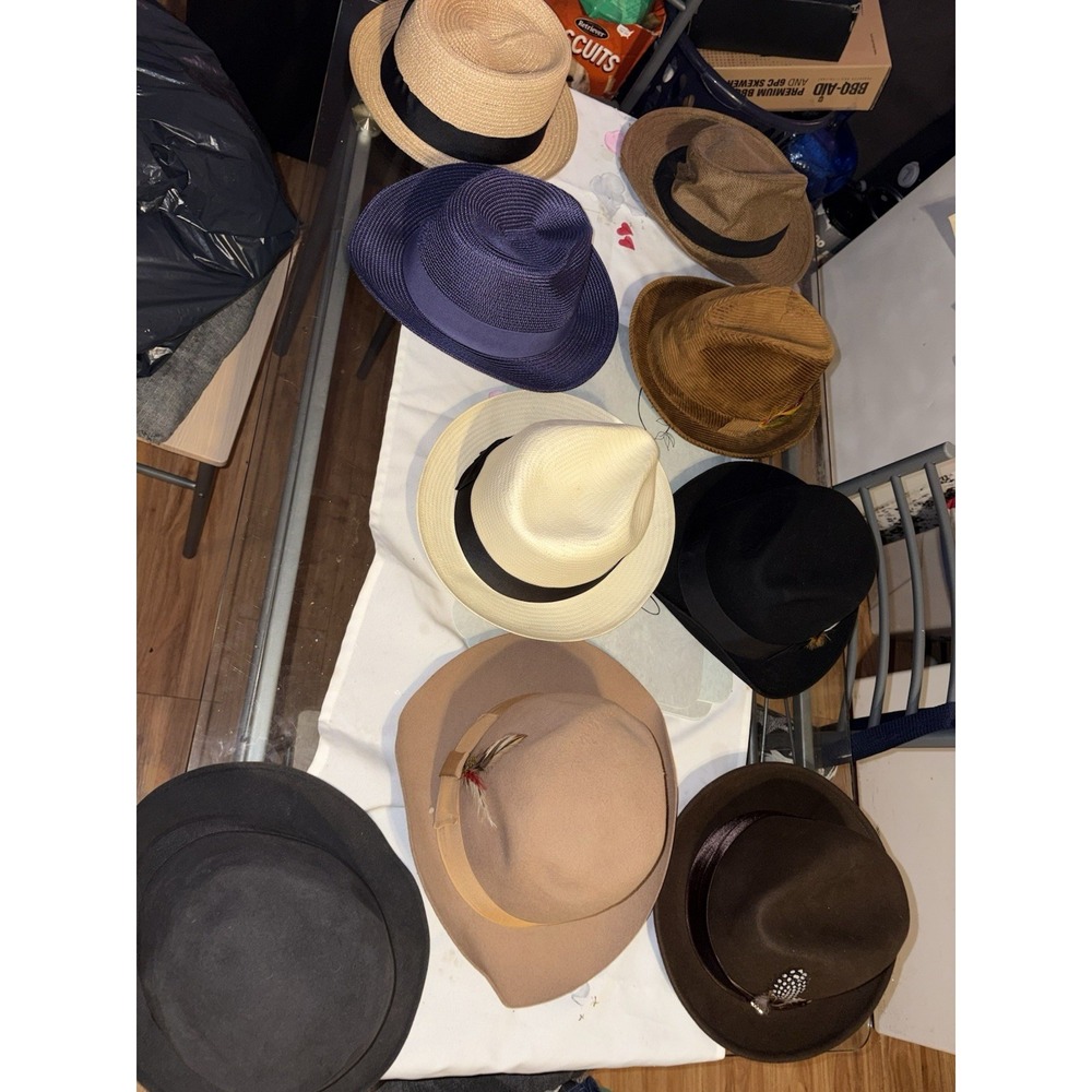 Vintage Mens Hat Lot 10 STETSON Sovereign BRUNO CAPELO Fedora Straw Wool Cap M L